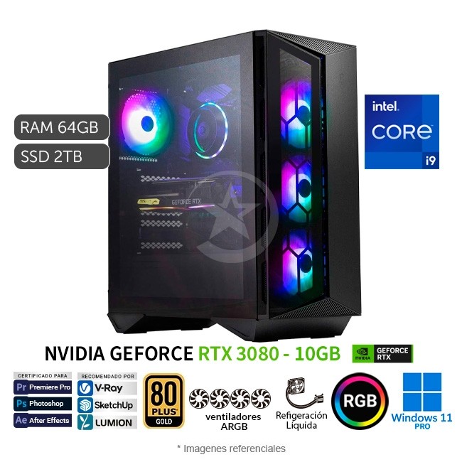 PC MSI Aegis R 10SD Dominator Gaming, Intel Core i9-10900K 3.7 GHz, RAM 64GB, SSD 2TB + HDD 2TB, Video 10GB NVIDIA RTX 3080, Enfriamiento Liquido, Wi-Fi, BT, Windows 11 Pro
