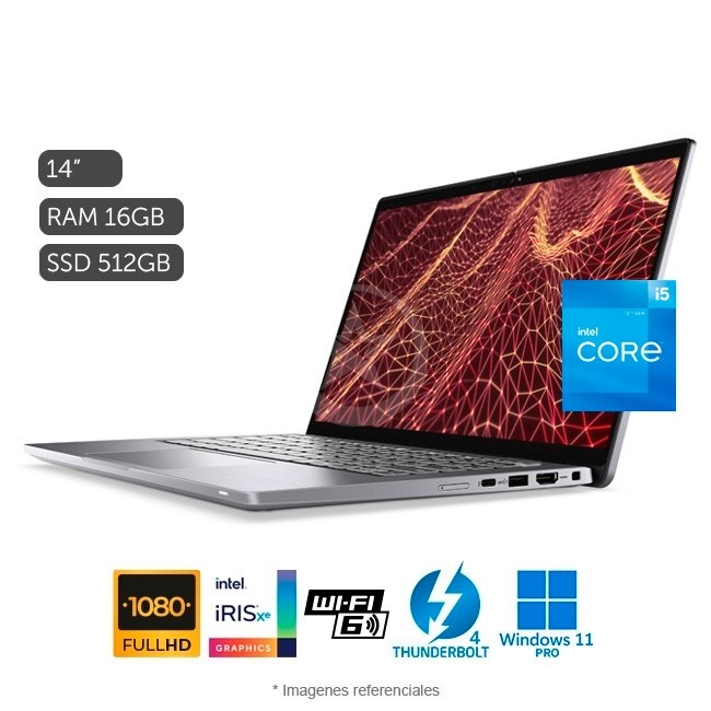 Laptop Dell Latitude 7430, Intel Core i5-1235U Hasta 4.4 GHz, RAM 8GB, SSD 512GB, LED 14" Full HD, Windows 11 Pro. Peso 1.2 Kg ( PREMIUM )
