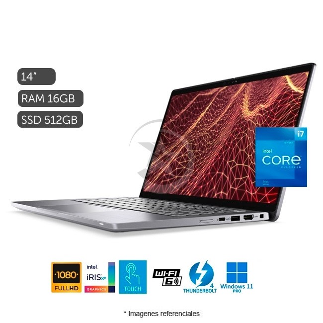 Laptop Dell Latitude 7430 (Touch), Intel Core i7-1265U Hasta 3.6GHz, RAM 16GB, SSD 512GB, LED 14" Full HD Táctil, Windows 11 Pro. Peso 1.2 Kg