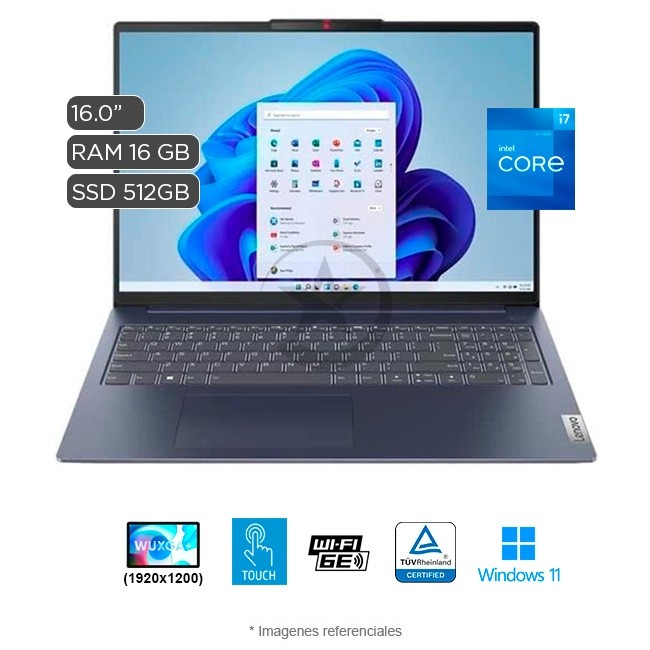 Laptop Lenovo IdeaPad Slim 5 16IRL8, Core i7-1355U Hasta 5.0 GHz, RAM 16GB, SSD 512GB, LED 16" FHD Touch, Windows 11 Home