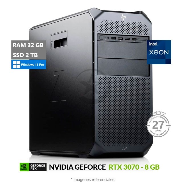 PC Workstation HP Z4 G4, Intel Xeon W-2245 Hasta 4.7 GHz, RAM 32GB, SSD 2TB, 8 GB NVIDIA GeForce RTX 3070, Windows 11 Pro