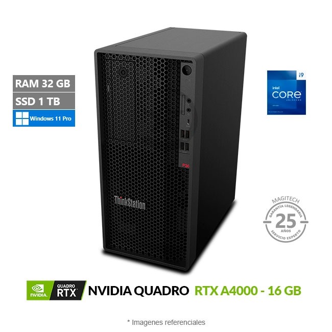 PC Lenovo ThinkStation P360 Tower Workstation, Intel Core i9-12900F Hasta 5.1 GHz, RAM 32GB, SSD 1TB, 16GB NVIDIA Quadro RTX A4000, Windows 11 Pro