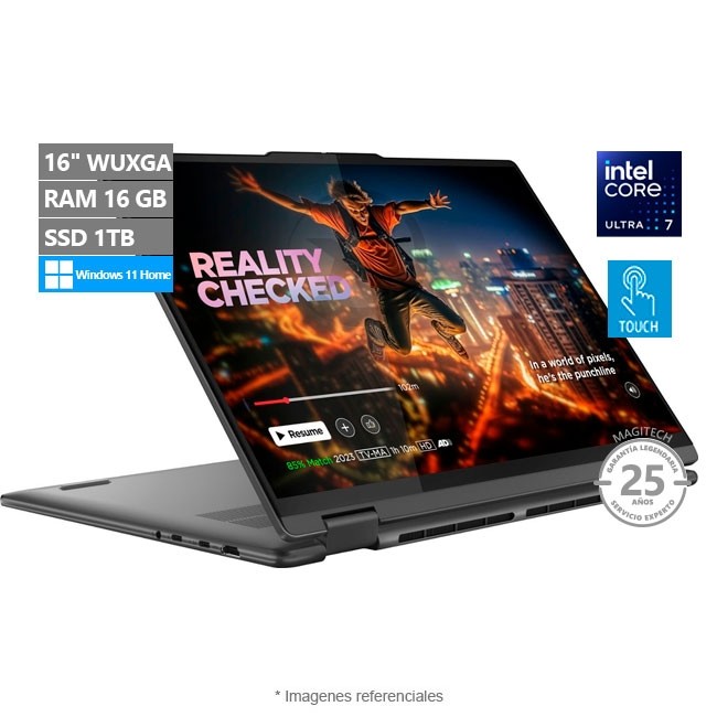Convertible Lenovo Yoga 7i (16") 2-en-1, Intel Core Ultra 7-155U Hasta 4.8 GHz, RAM 16GB, SSD 1TB, LED 16" WUXGA Touchscreen, Windows 11 Home