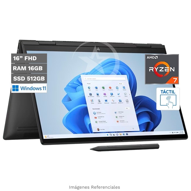 Convertible HP ENVY X360 15-FH0004LA 2-en-1, AMD Ryzen 7 7730U Hasta 4.5 GHz, RAM 16GB, SSD 1TB, LED 15.6'' FHD OLED Touchscreen, Windows 11 Home