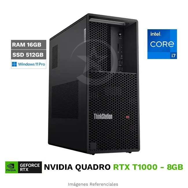 PC Lenovo ThinkStation P3 Tower Workstation, Intel Core i7-14700F Hasta 5.4 GHz, RAM 16GB, SSD 512GB, 8GB NVIDIA T1000, Windows 11 Pro