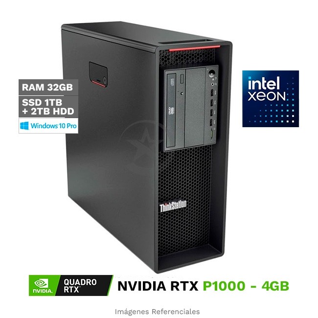 PC WorkStation Lenovo ThinkStation P520 Tower, Intel Xeon W-2135 Hasta 4.5 GHz, RAM 32GB, SSD 1TB + HDD 2TB, 4GB NVIDIA Quadro P1000, Wi-Fi, 690W, Windows 10 Pro