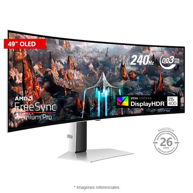 Monitor Samsung Gamer Odyssey G9 LS49DG930SLXPE de 49" OLED (5120x1440) Curvo 1800R, HDR True Black 400, Refresco de 240Hz, 0.03 ms, G-SYNC Compatible