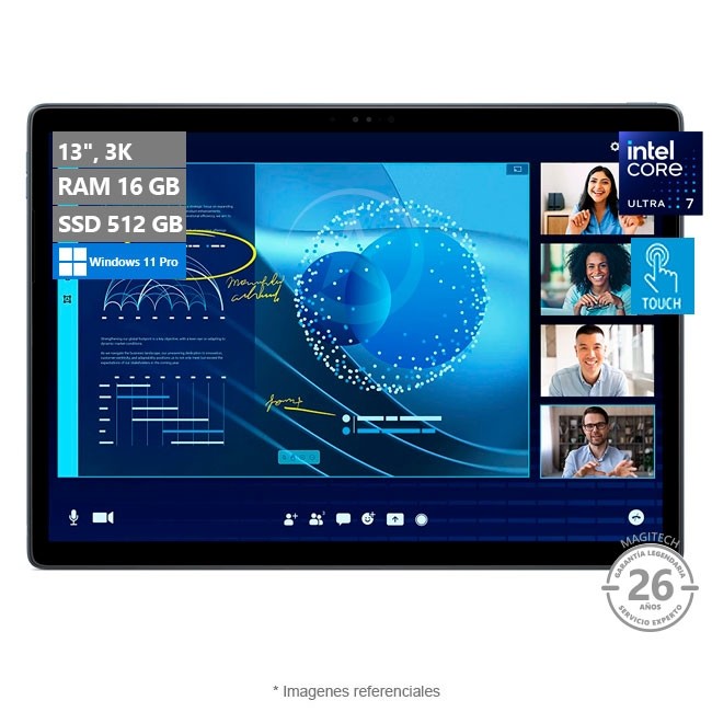 Convertible Dell Latitude 7350 (13''), 2-en-1 Desmontable, Intel Core Ultra 7 164U Hasta 4.8 GHz, RAM 16GB, SSD 512GB, LED 13.3" 3K Touch, Peso 0.89 kg, Windows 11 Pro