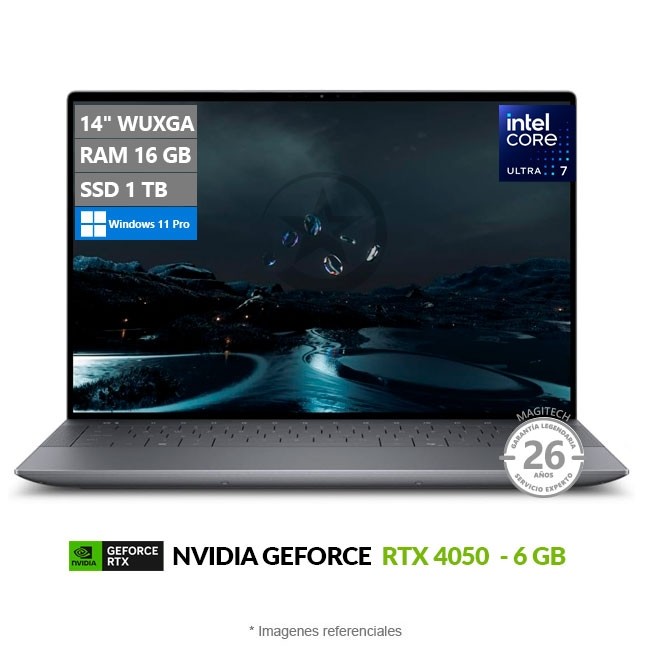 Laptop Dell XPS 14 9440, Core Ultra 7 155H Hasta 4,8 GHz, RAM 16GB, SSD 1TB PCIe, Video 6 GB NVIDIA GeForce RTX 4050, LED 14.5" WUXGA 100% sRGB, Dolby Vision , Windows 11 Pro
