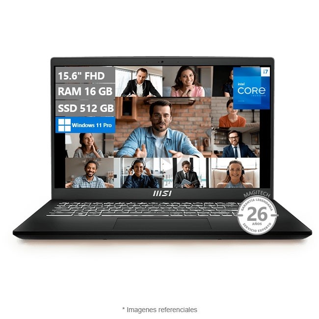 Laptop MSI Modern 15 B13M, Intel Core i7-1355U Hasta 5.0 GHz, RAM 16GB, SSD 512GB, LED 15.6" FHD, Peso 1.7 kg, W11Pro (Ultraligero)