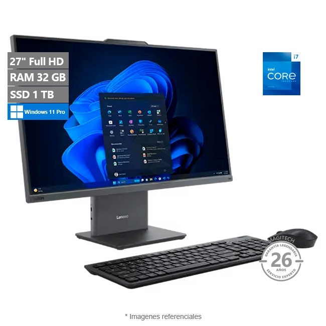 PC Todo en Uno Lenovo ThinkCentre Neo 50a 27 Gen 5, Intel Core i7-13620H Hasta 4.9 GHz, RAM 32GB, SSD 1TB, 27" FHD a 100 Hz, Windows 11 Pro