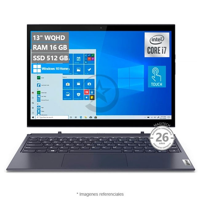 Lenovo Yoga Duet 7 13IML05 2-en-1 desmontable, Core i7-10510U Hasta 4.9 GHz, RAM 16GB, SSD 512GB, 13" WQHD Touch + Dolby Vision®, Peso 0.9 Kg, Windows 11 Home
