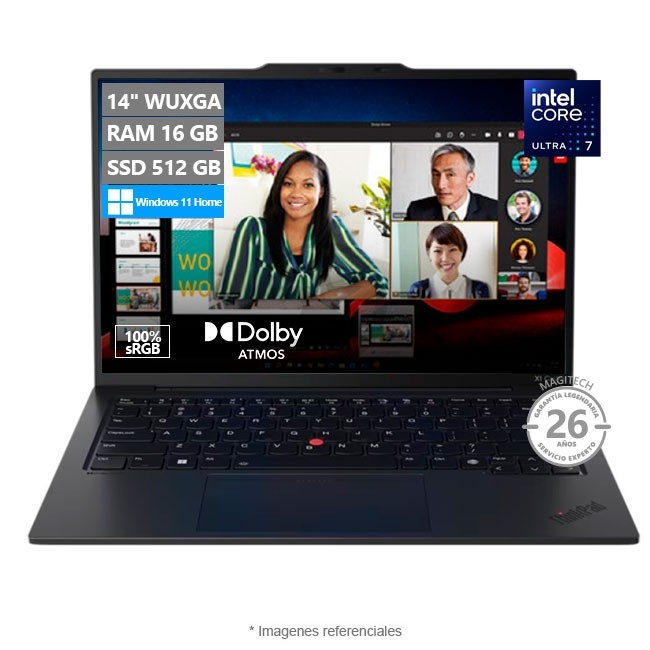 Laptop Lenovo ThinkPad X1 Carbon 12va Gen, Core Ultra 7-155U Hasta 4.8 GHz, RAM 32GB, SSD 512GB, 14" WUXGA, Windows 11 Pro