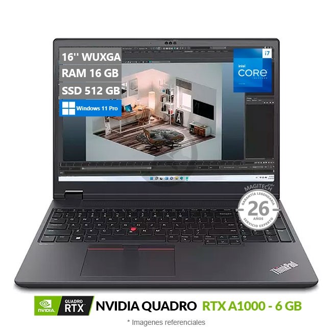 Laptop Lenovo ThinkPad P16v Gen 1, Intel Core i7-13700H Hasta 5.0 GHz/ RAM 16GB/ SSD 512GB/ 6GB NVIDIA Quadro RTX A1000/ 16'' WUXGA/ W11P
