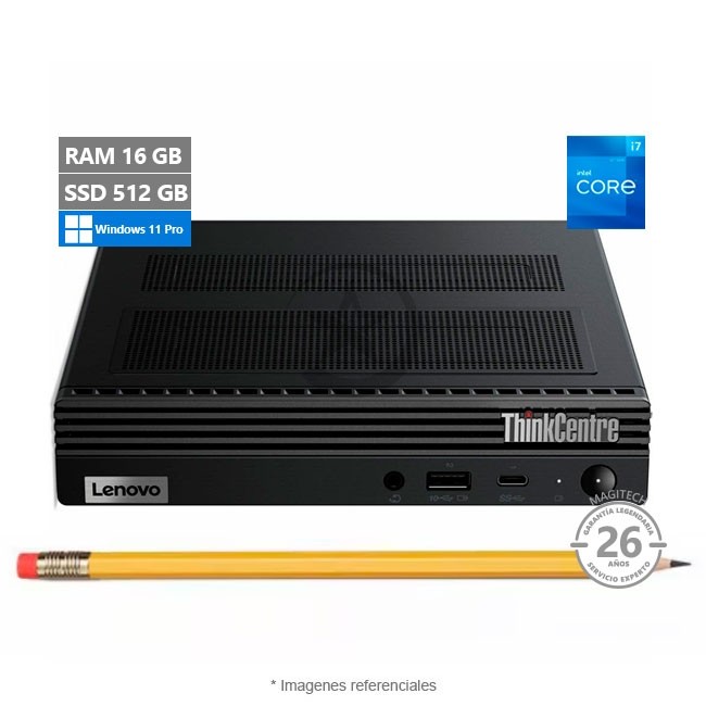 PC Lenovo ThinkCentre M90q Gen3 Tiny, Core i7-12700T Hasta 4.7 GHz, RAM 16GB, SSD 512GB, Wi-Fi 6, 1,25 kg, Windows 11 Pro (Ultra-compacta)