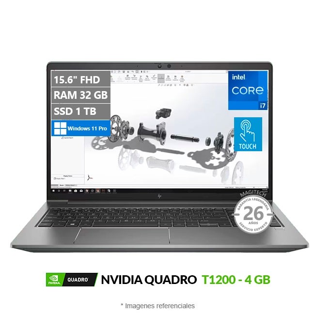 Laptop Workstation HP ZBook Power G8 15.6'', i7-11850H Hasta 4.8 GHz, RAM 32GB, SSD 1TB, 4GB NVIDIA Quadro T1200, LED 15.6" Full HD, Táctil, Windows 11 Pro