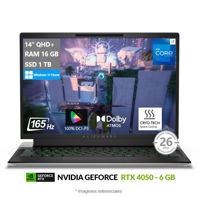 Laptop Dell Alienware X14 R2 Gaming, Intel Core i7-13620H/ RAM 16GB/ SSD 1TB/ 6GB NVIDIA GeForce RTX 4050/ 14" QHD+ a 165Hz/ W11H **