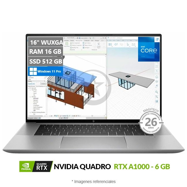 Laptop Workstation HP ZBook Studio G10 16'', Core i7-13700H Hasta 5.0 GHz, RAM 16GB, SSD 512 GB, 6 GB NVIDIA RTX A1000, LED 16" WUXGA, Windows 11 Pro
