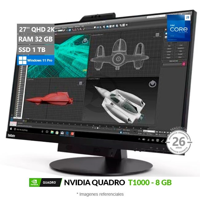 PC Lenovo ThinkStation P3 All-in-One Modular Workstation, Intel Core i9-13900T Hasta 5.3 GHz, RAM 32 GB, SSD 1TB, 8GB NVIDIA Quadro T1000, 27'' QHD 2K, Windows 11 Pro
