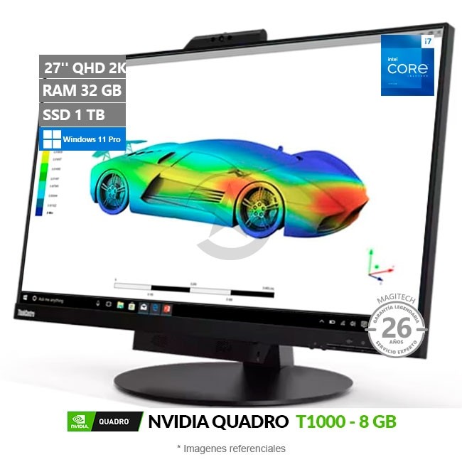 PC Lenovo ThinkStation P3 All-in-One Modular Workstation, Intel Core i7-13700 Hasta 5.2 GHz, RAM 32GB, SSD 1TB, 4GB NVIDIA Quadro T400, 27'' QHD 2K, Windows 11 Pro
