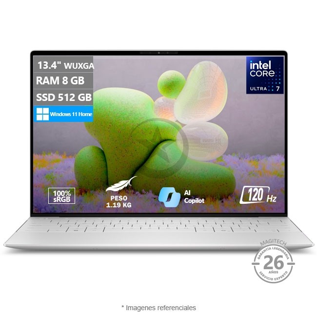 Laptop Dell XPS 13 9340, Ultra 7-155H Hasta 4.8 GHz, RAM 8GB, SSD 512GB, LED 13.4" WUXGA a 120Hz, Peso 1,19 kg, Windows 11 Home