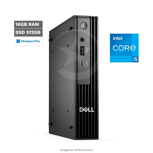 PC Dell Pro Micro QCM1250, Intel Core i5-14500T Hasta 4.8 GHz, RAM 16GB, SSD 512GB, Wi-Fi 6E, Windows 11 Pro