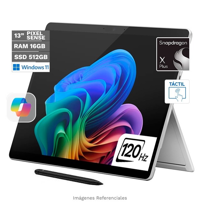 Microsoft Surface Pro 11 Copilot+, Snapdragon X Plus, RAM 16GB, SSD 512GB, Pantalla de 13" a 120 Hz, PixelSense Flow Táctil, Windows 11 Home (Black)
