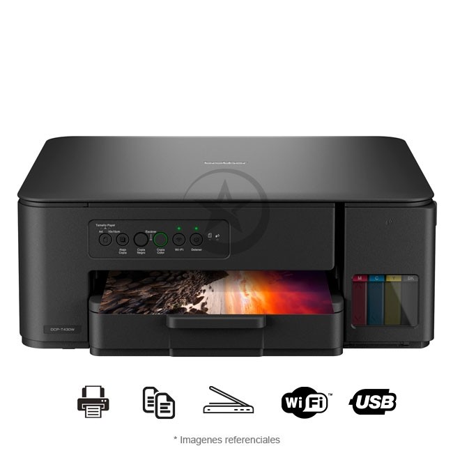 Impresora Brother Multifuncional DCP-T430W InkBenefit, A4, Impresora, Copiadora, Escáner, USB, Wi-Fi (Pequeñas empresas y Oficinas)