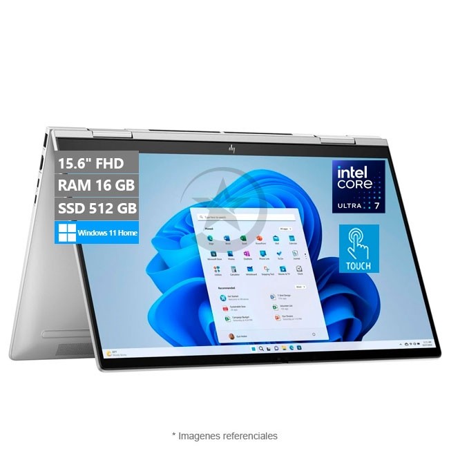 Convertible HP ENVY X360 15-FE10 2-en-1, Core Ultra 7 155U Hasta 4,8 GHz, RAM 16GB, SSD 512GB, 15.6" FHD Touch, Windows 11 Home
