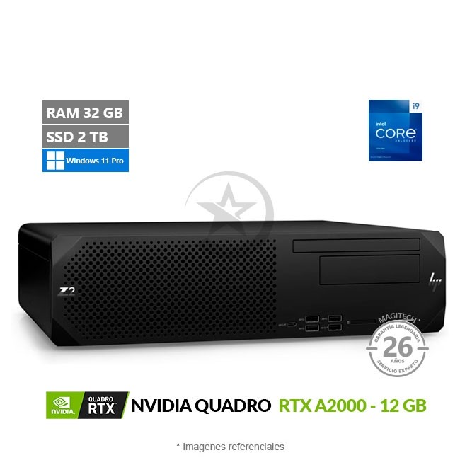 PC WorkStation HP Z2 G9 SFF, Core i9-13900 Hasta 5.4 GHz, RAM 32GB, SSD 2TB, 12GB NVIDIA Quadro RTX A2000, Wi-Fi, Windows 11 Pro