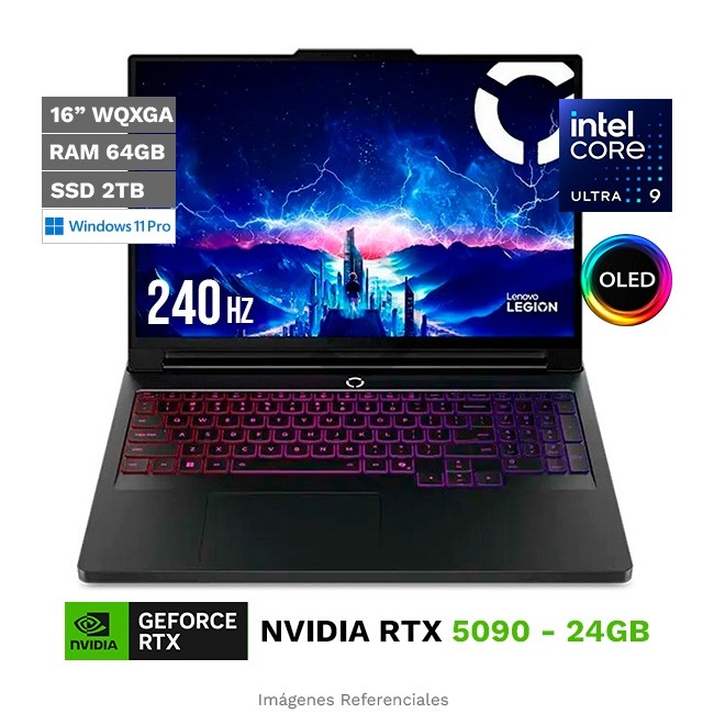 Laptop Lenovo Legion Pro 7i 16IAX10H, Intel Core Ultra 9 275HX, RAM 32GB, SSD 2TB, 24GB NVIDIA GeForce RTX 5090, OLED 16" WQXGA a 240Hz, Windows 11 Pro **