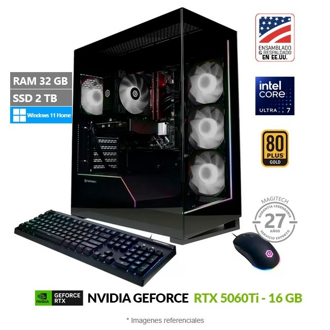 PC CyberPower NeuralWorks, Intel Core Ultra 7 265F Hasta 5.3 GHz, 32GB, SSD 1TB, 16 GB NVIDIA GeForce RTX 5060Ti, 750W Gold, Sistema de enfriamiento MaxChill, Wi-Fi 6, Windows 11 Home