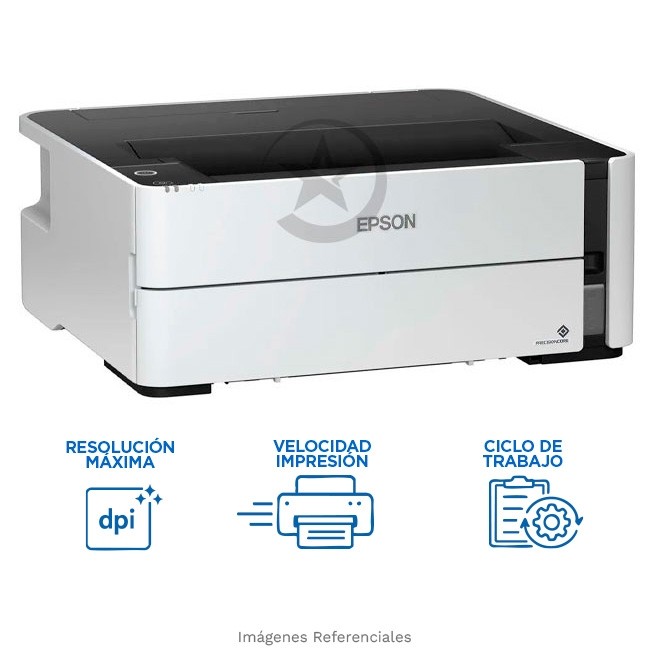 Impresora EPSON Ecotank ET-M1170 Empresarial, Monócroma A4, Impresión Doble Cara, USB 2.0, Ethernet RJ-45, Wi-Fi Direct, Impresión móvil y en nube, Rendimiento de hasta 11,000 páginas.