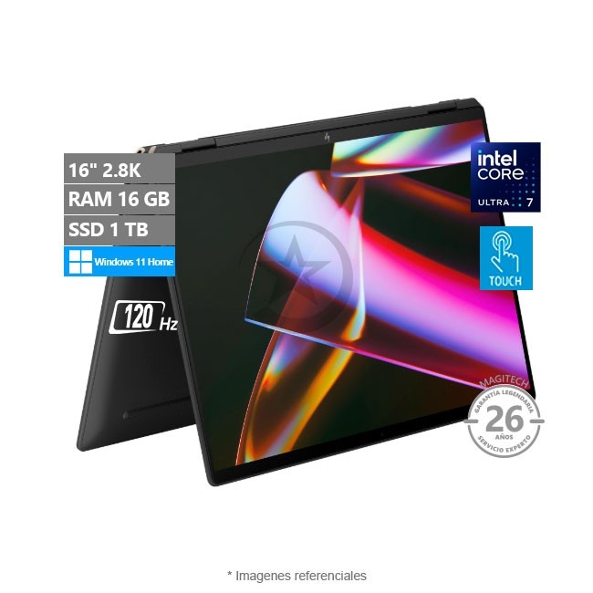 Convertible HP Spectre x360 16T-AA00X 2-IN-1, Core Ultra 7 155H Hasta 4,8 GHz, RAM 16GB, SSD 1TB, 16" WQXGA Táctil a 120Hz, Windows 11 Home (Deluxe Laptop)