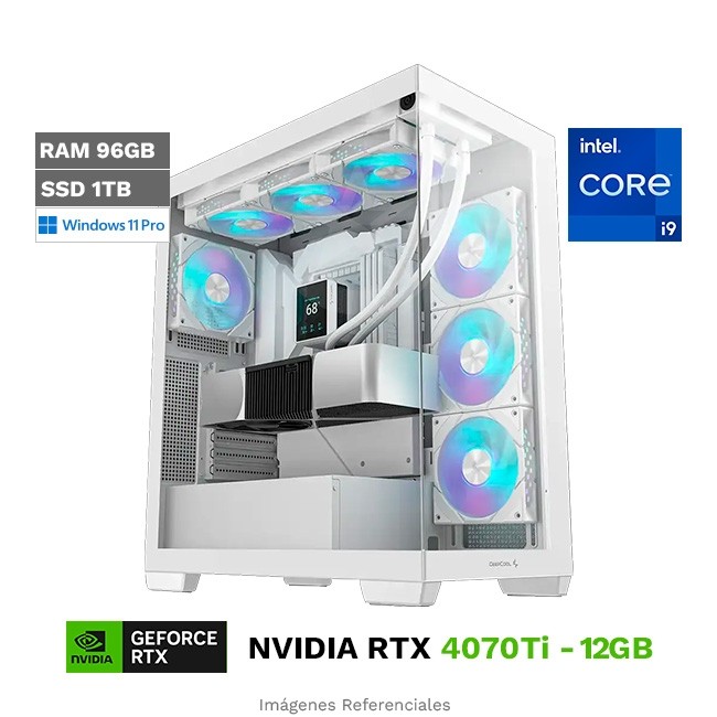 PC Magicstation Raptor X Snow, Intel Core i9-14900KF Hasta 6.0 GHz, RAM 96GB, MB Z790, SSD 1TB, 12GB NVIDIA GeForce RTX 4070Ti White, Water Cooling, Wi-Fi 6E, Windows 11 Pro