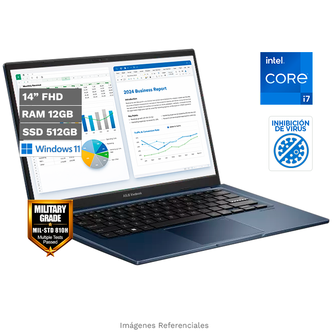 Laptop Asus Vivobook 14 X1404VA, Intel Core I7-1355U Hasta 5.0 GHz, RAM 12GB, SSD 512GB, LED 14" Full HD, Windows 11 Home
