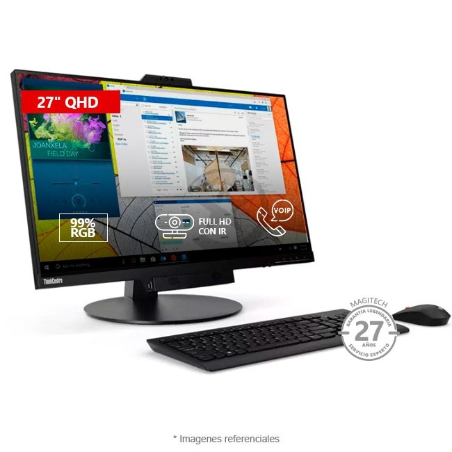 Monitor Lenovo ThinkCentre Tiny-in-One (27) QHD/ VoIP/ Webcam IR RGB 1080p/ altavoces/ 99% sRGB/ DisplayPort/ pivote 90º/ compatible con modelos Tiny