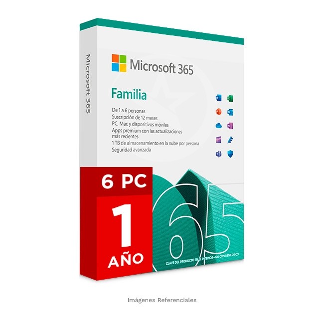 Licencia Microsoft Office 365 Familiar Licenciamiento Virtual (ESD) 6PC/Mac