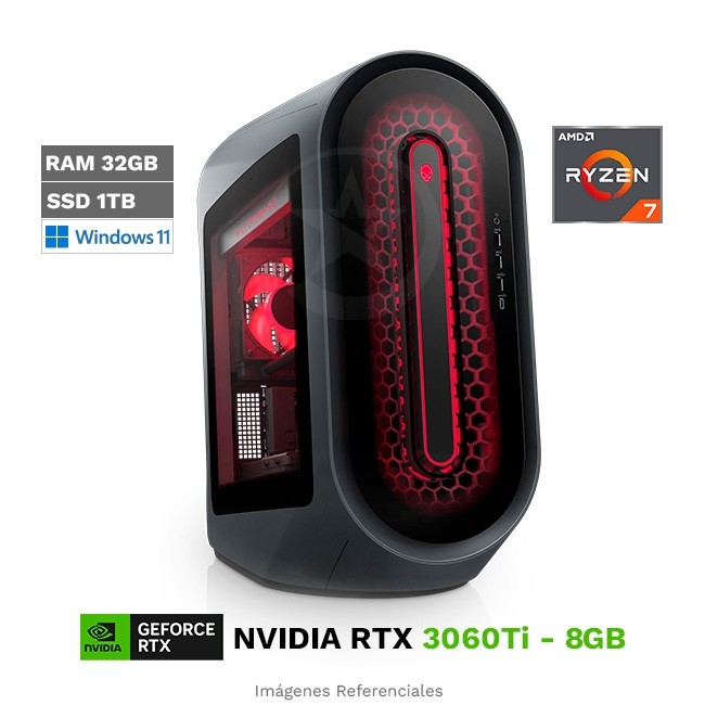 PC Dell Alienware Aurora R14 Gaming, AMD Ryzen 7 5800 Hasta 4.6 GHz, RAM 32GB, SSD 1TB, 8GB GeForce RTX 3060Ti, Windows 11 Home