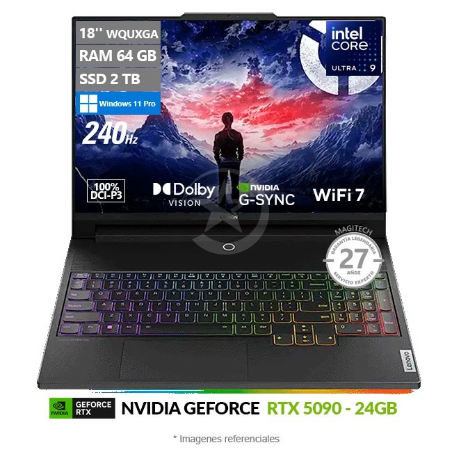 Laptop Lenovo Legion 9i 18AX10, Intel Core Ultra 9 275HX, RAM 64GB, SSD 2TB, 24GB NVIDIA GeForce RTX 5090, 18" WQUXGA a 240Hz, Windows 11 Pro **
