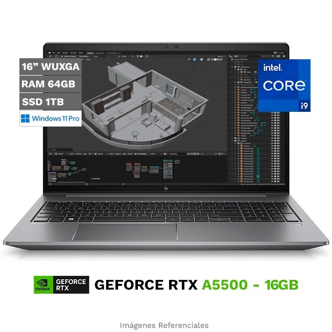 Laptop Workstation HP ZBook Studio G9, Intel Core i9-12900H Hasta 5.0 GHz, RAM 64GB, SSD 1TB, 16GB NVIDIA RTX A5500, LED 16" WUXGA, Windows 11 Pro