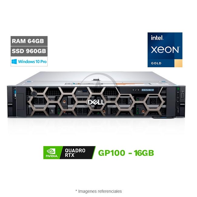 PC Workstation DELL Precision R7920, Doble Procesador Intel Xeon Gold 6130 con (32 núcleos), RAM 128GB, SSD 960GB, 16GB NVIDIA Quadro GP100, Fuente 1100W (1+1) Windows 10 Pro