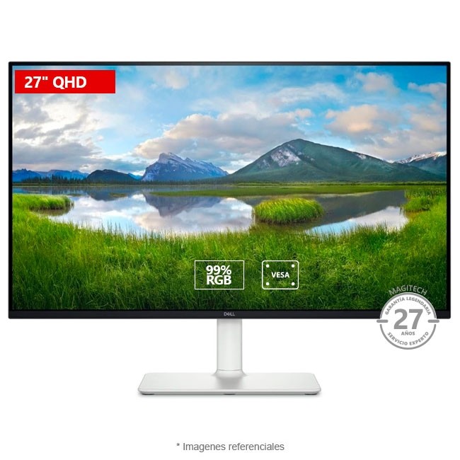 Monitor DELL S2725DS 27" QHD a 100Hz, IPS Gama de colores 99 % de sRGB, DisplayPort, HDMI, VESA, Altavoces integrados, Ajuste de altura y giro