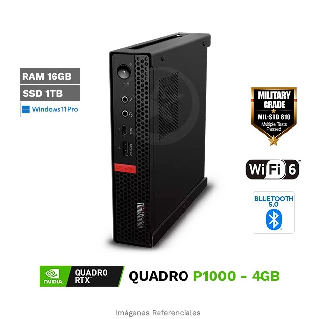 PC Lenovo Thinkstation P330 Tiny Workstation, Intel Core i9-9900T Hasta 4.4 GHz, RAM 16GB, SSD 1TB, 4 GB NVIDIA Quadro P1000, Windows 11 Pro (Ultra-compacta)