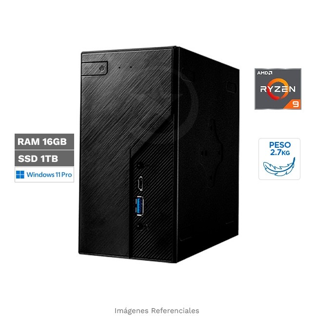 Mini PC AsRock DeskMini X600, AMD Ryzen 9 7900 Hasta 5.4 GHz, RAM 16GB, SSD 1TB, AMD Graphics, Windows 11 Pro (Peso 2.07 Kg - Rackeable)