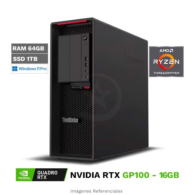 PC Workstation Lenovo ThinkStation P620 Tower, AMD Ryzen Threadripper PRO 3955WX Hasta 4.3 GHz, RAM 64GB, SSD 1TB, 16GB NVIDIA GP100, Windows 10 Pro