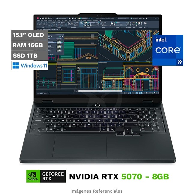 Laptop Lenovo Legion 5 15IRX10 Gaming, Intel Core i9-14900HX Hasta 5.8 GHz, RAM 16 GB, SSD 1TB, 8GB NVIDIA GeForce RTX 5070, OLED 15.1'' WQXGA a 165Hz, Windows 11 Home **