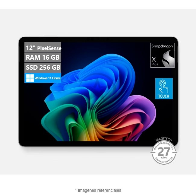 Microsoft Surface Pro, Snapdragon X Plus, RAM 16GB, SSD 256GB, 12" PixelSense Táctil, Windows 11 Home (Platinum)