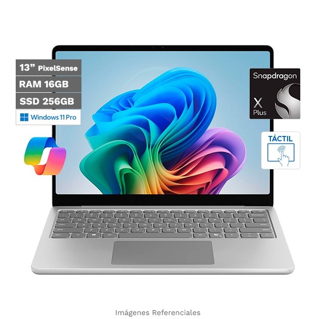 Microsoft Surface Laptop Copilot+ PC, Snapdragon X Plus, RAM 16GB, SSD 256GB, 13" PixelSense Táctil, Windows 11 Pro (Platinum)