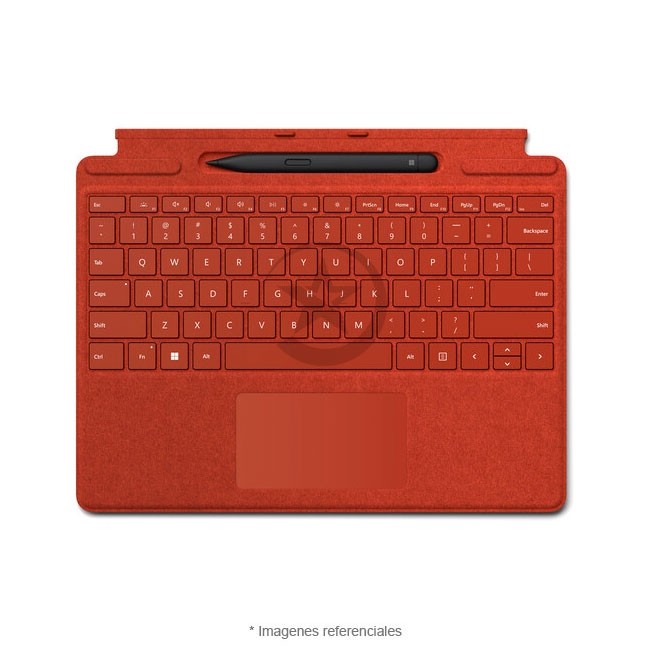 Teclado Microsoft Surface Pro X Signature, Cover con teclado en español con Slim Pen 2, revestimiento de material Alcantara (Rojo)